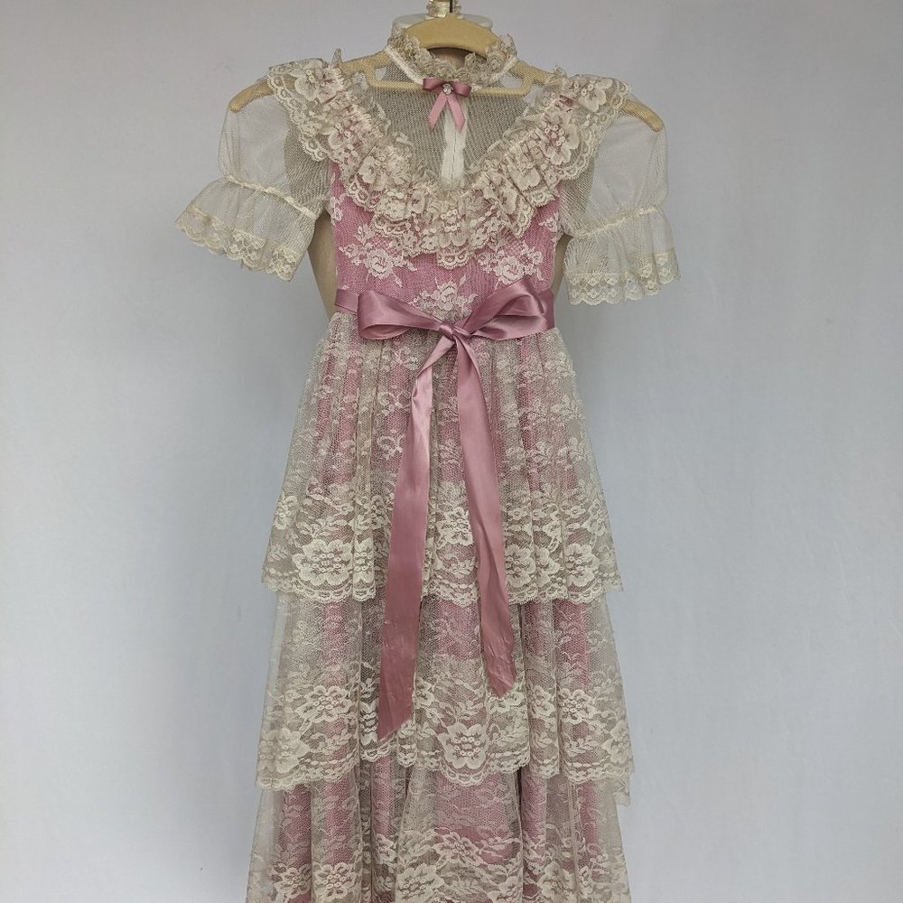 Vintage De Parie Girls Lace Dress Gunne Sax Pageant
